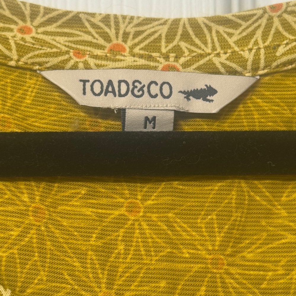 Toad&Co Yellow Floral Wrap Midi Dress Boho Summer Travel Casual Size M - Picture 6 of 10